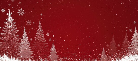 red background with christmas trees and snowflakes, white border on the right side of the picture there is space for text Generative AI