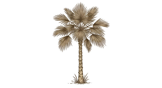 Dreamy vintage style palmetto palm tree illustration for your tropical escape design projects and adding coastal vibes to invitations or branding