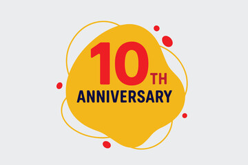 Vector design for a 10th anniversary celebration, combining colorful geometric curves and clean lines to express modernity, balance, and joyful commemoration.