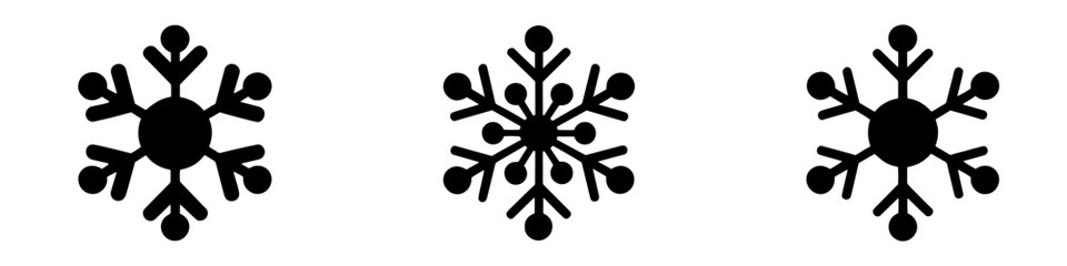 silhouette of winter snow ice snowflakes illustrations in black