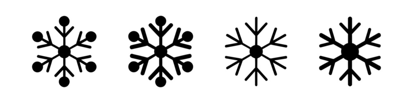 silhouette of winter snow ice snowflakes illustrations in black