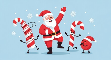 Santa and Candy Dance in Snow