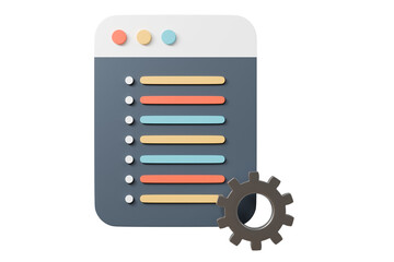 3d website settings window icon. configuration customization concept. Minimal cartoon browser ui gear cog for app banner hero. isolated on white background. 3d render.