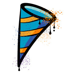 Birthday trumpet graffiti with colorful splatter spray paint