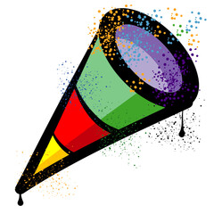 Birthday trumpet graffiti with colorful splatter paint 