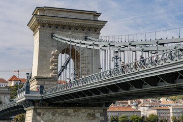 Hungary. Budapest. Szechenyi Chain Bridge over the Danube.