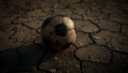 old soccer ball on ground