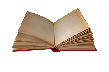 Vintage open book isolated transparent png. Old blank pages