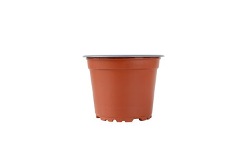 Brown plastic flower pot isolated transparent png