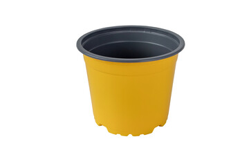 Yellow plastic plant pot isolated on transparent png