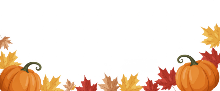 Autumn frame with pumpkins and colorful maple leaves seasonal vector illustration for fall designs isolated on white background