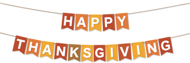 Festive Happy Thanksgiving banner colorful pennant flags hanging on a string vector illustration for holiday decoration