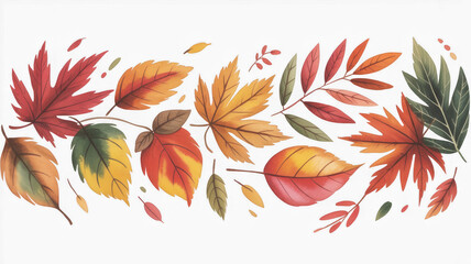 Watercolor autumn leaves illustration colorful fall foliage vector design element for seasonal backgrounds and decorative designs