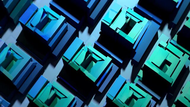 elegant 4k digital animation where geometric shapes evolve smoothly simple rectangles complex dynamic patterns seamless motion loop showcasing precision modernity futuristic design visual art