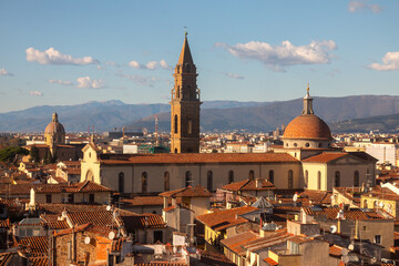 Florence, Italy - November 25th 2023: Aerial view of the Basilica di Santo Spirito