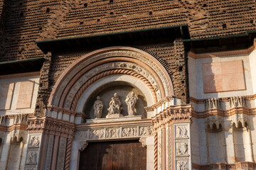 The entrance to the Basilica di San Petronio, Bologna, Italy