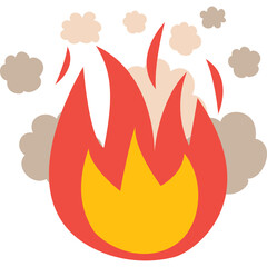 Stylized Illustration of a Fire Emblem with Smoke Plumes in Warm Tones Featuring Yellow Orange and Red Colors on Transparent Background