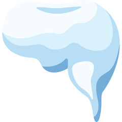 Stylized illustration of a melting icicle in light blue tones with a transparent background depicting winter season and cold weather abstract design.