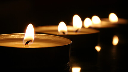 Warm candles illuminate a serene setting during a cozy evening gathering at home