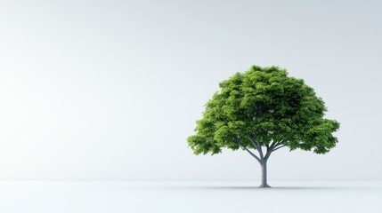 Lush Green Tree Isolated on Minimalistic Background for Nature Concept