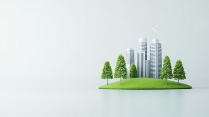 Eco-Friendly Urban Landscape with Sustainable Buildings and Green Nature