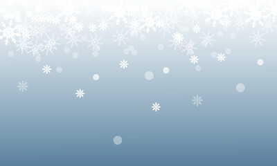 White snow falling on sky blue background seamless pattern