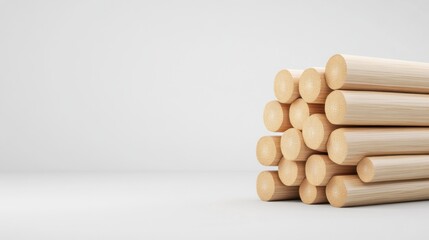 Stack of wooden logs on a clean background for construction or design use