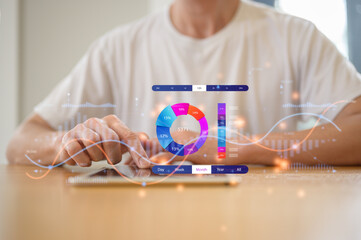 Businessman using digital tablet for DevOps engineer in Digital transformation technology strategy of business processes and data, optimize and automate operations, customer service management