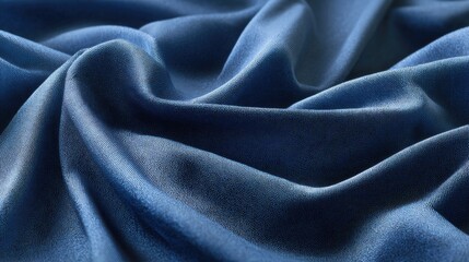 Obraz premium Soft Textured Blue Fabric with Gentle Waves and Creases Perfect for Backgrounds, Textile Applications, Fashion Design, and Upholstery Projects
