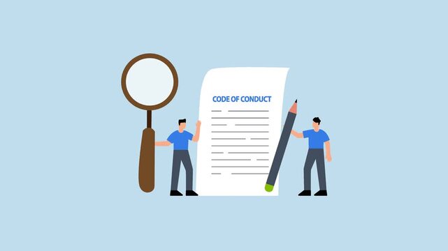 Code of conduct,  businessman writing code of conduct document
