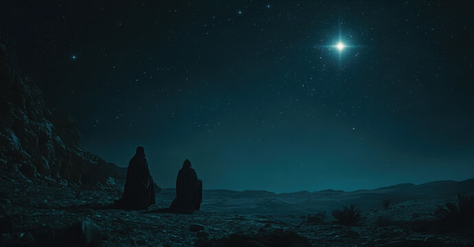 The Star of Bethlehem above desert landscape