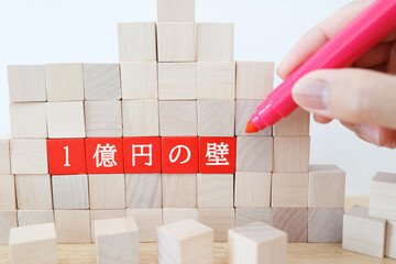 「1億円の壁」を示すブロック構図。高所得者の税負担問題イメージ。