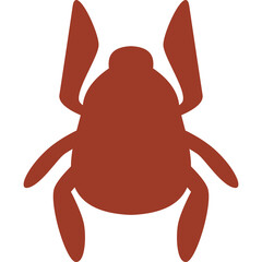 Stylized Insect Icon in Deep Red Silhouette Isolated on Transparent Background Representing Ecology and Nature