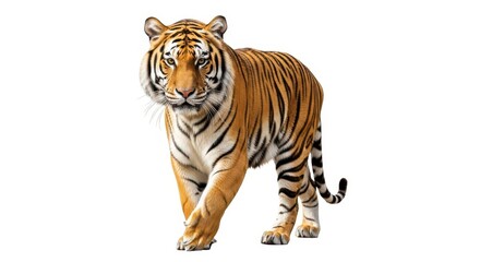 Obraz premium Majestic Tiger Walking Forward isolated on white background