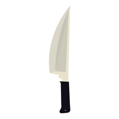 Sharp steel chef knife with a black handle isolated on a white background