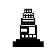 Naklejka premium Industrial vector illustration set of a factory silhouette and a lighthouse silhouette design for business and city iconography