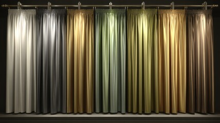 Elegant Drapes Displaying a Spectrum of Colors from Shimmering Silver to Warm Gold, Perfect for Interior Design and Home Décor Inspirations