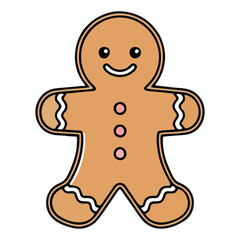Obraz premium Cute cartoon gingerbread man Christmas holiday cookie isolated vector illustration