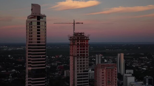 sunset over the city paraguay asuncion