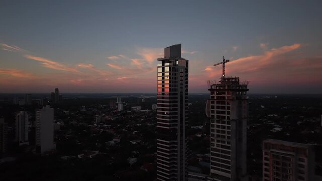 sunset over the city paraguay asuncion
