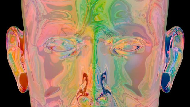 Human Male Head - Face coloured in abstract flowing graphic vector art style. Seamless Loop