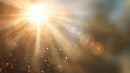 Sunlight overlay with warm glow, lens flare, sunburst rays. Soft transparent light effect with highlights, sparkles, haze ideal for bright, dreamy, or sunrise-themed designs.