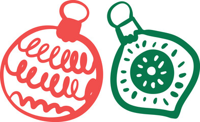 Christmas Ornament Line Art Sketch, Minimal Hand Drawn Holiday Decoration, New Year Bauble Illustration	
