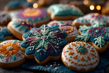Christmas baking cookies abstract food background