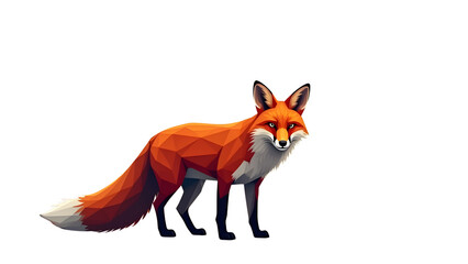 Obraz premium Modern low poly fox illustration. A stylized geometric red fox, isolated as a design element or icon on a transparent background.
