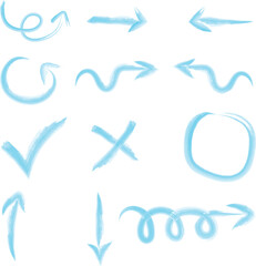 blue watercolor/hand draw indicator icon set vector illustration