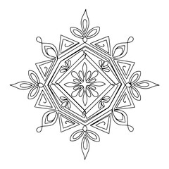Intricate Floral Mandala Ornament. Indian Geometric Pattern for Coloring. Continuous Line Art