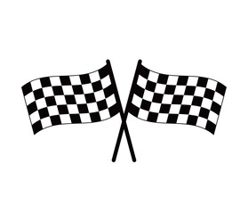 Curved Checkered Racing Flags Icon Finish Line Motorsport Symbol Vector