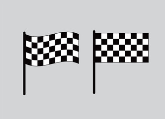 Racing Checkered Flag Set Waving and Flat Finish Line Flag Vector