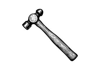 Hammer hand drawn simple engraved vector illustration